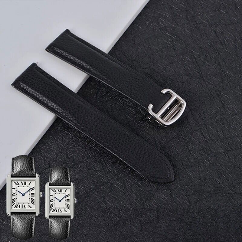 Cartier TANK SOLO Leather Watch Strap 17-25mm Genuine Leather Bracelet Band