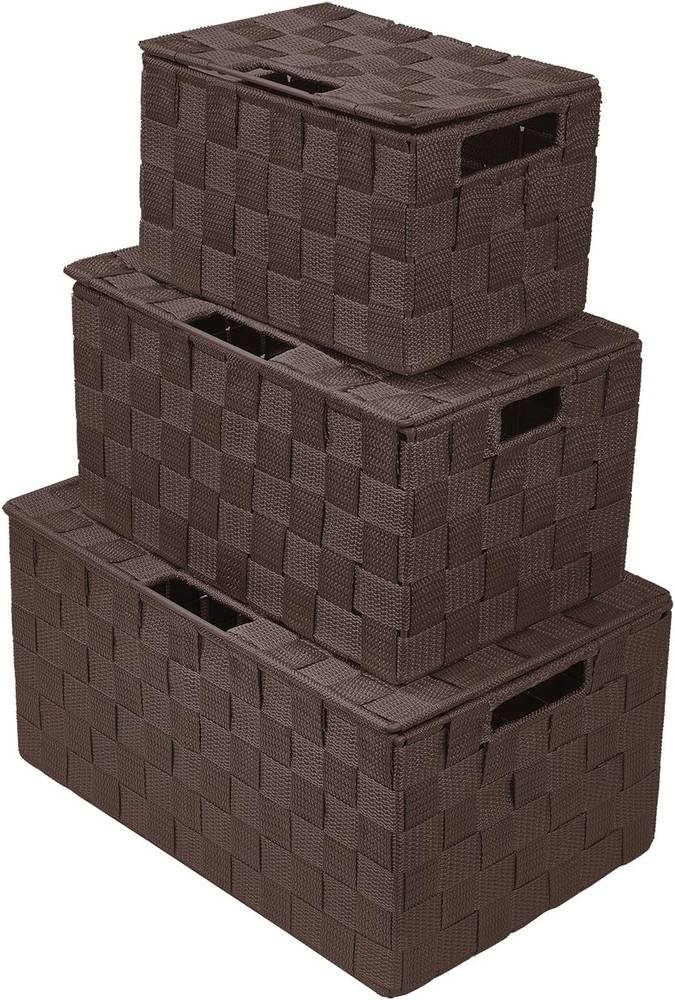 Storage Box Woven Basket Bin Container Tote Cube Organizer Set Stackable