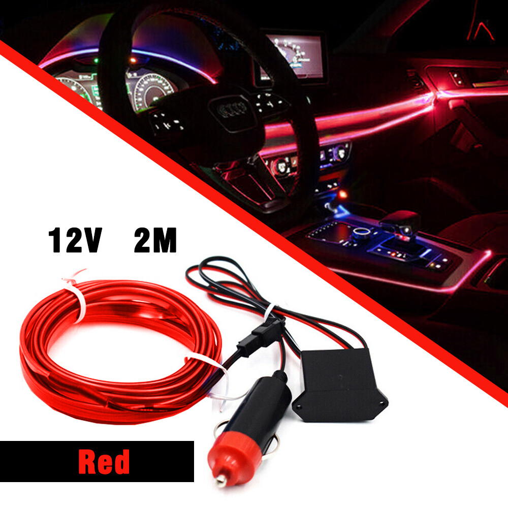 2M LED Car Interior Atmosphere Decorative Wire Strip Light Lamp Accessories D