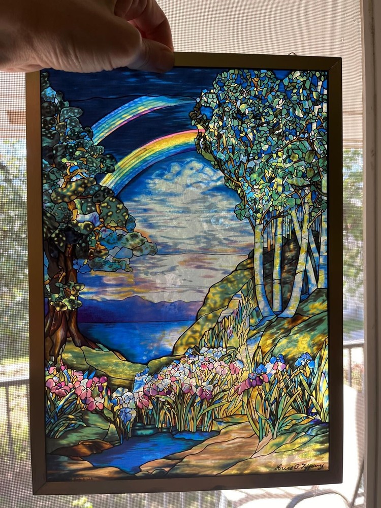 Louis Comfort Tiffany Double Rainbow Stained Glass Suncatcher  by Glassmasters