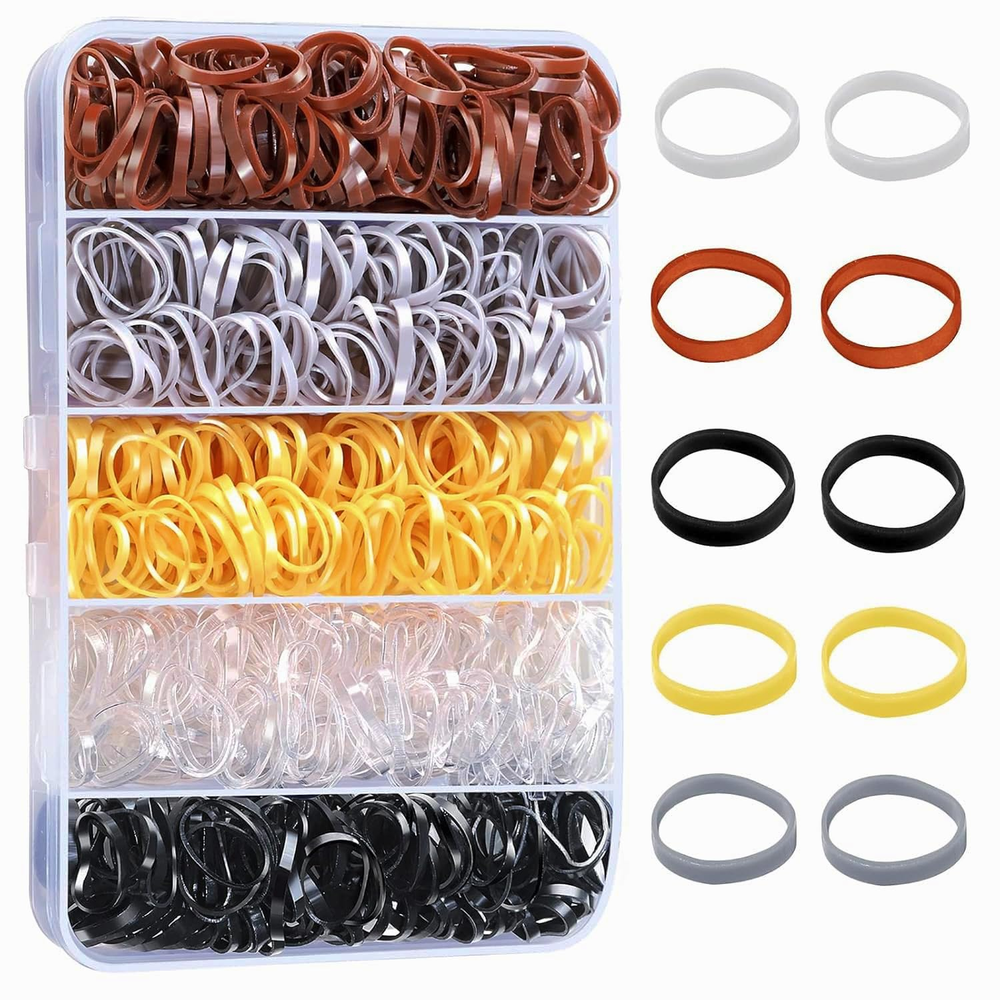 Elastic Hair Bands, 5 Colors 600 pcs Hair Ties, Mini Hair Rubber Bands, Elastic