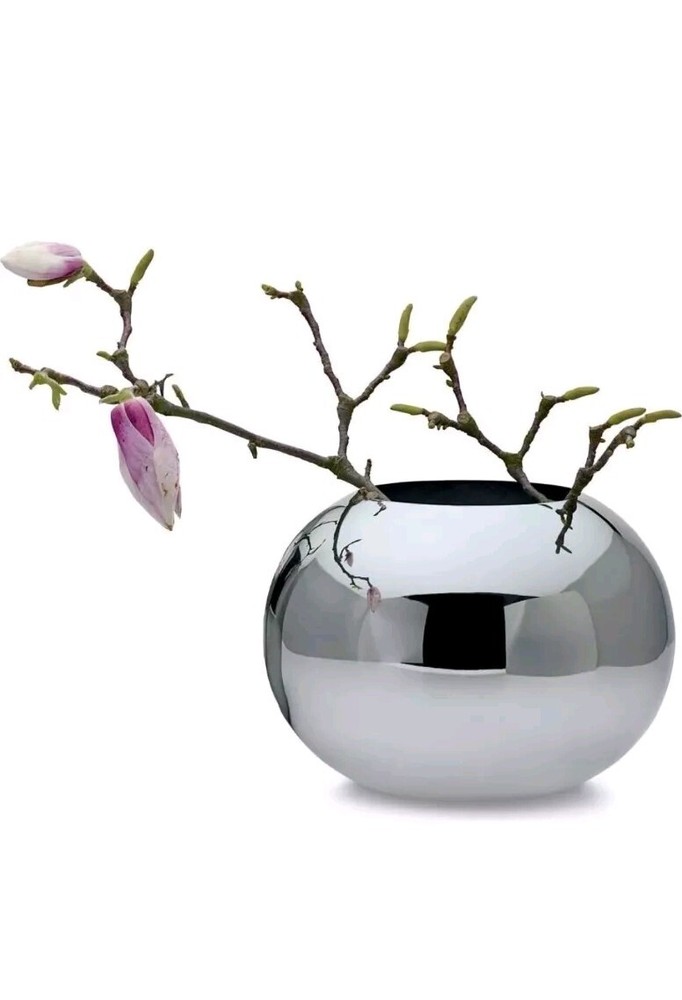 PHILIPPI Orb Polished Stainless Steel Vase Bowl Flower Centerpiece Design