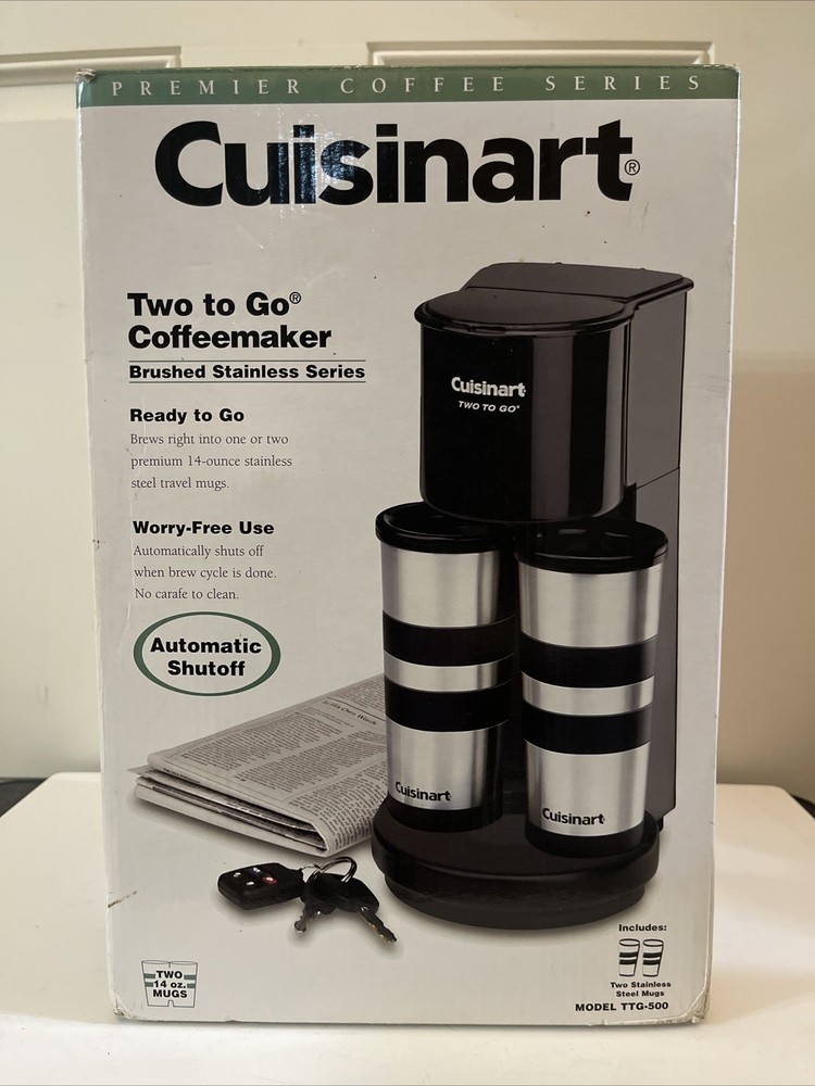Cuisinart TTG-500 Two To Go Coffee Maker with 14oz Mugs New Open Box