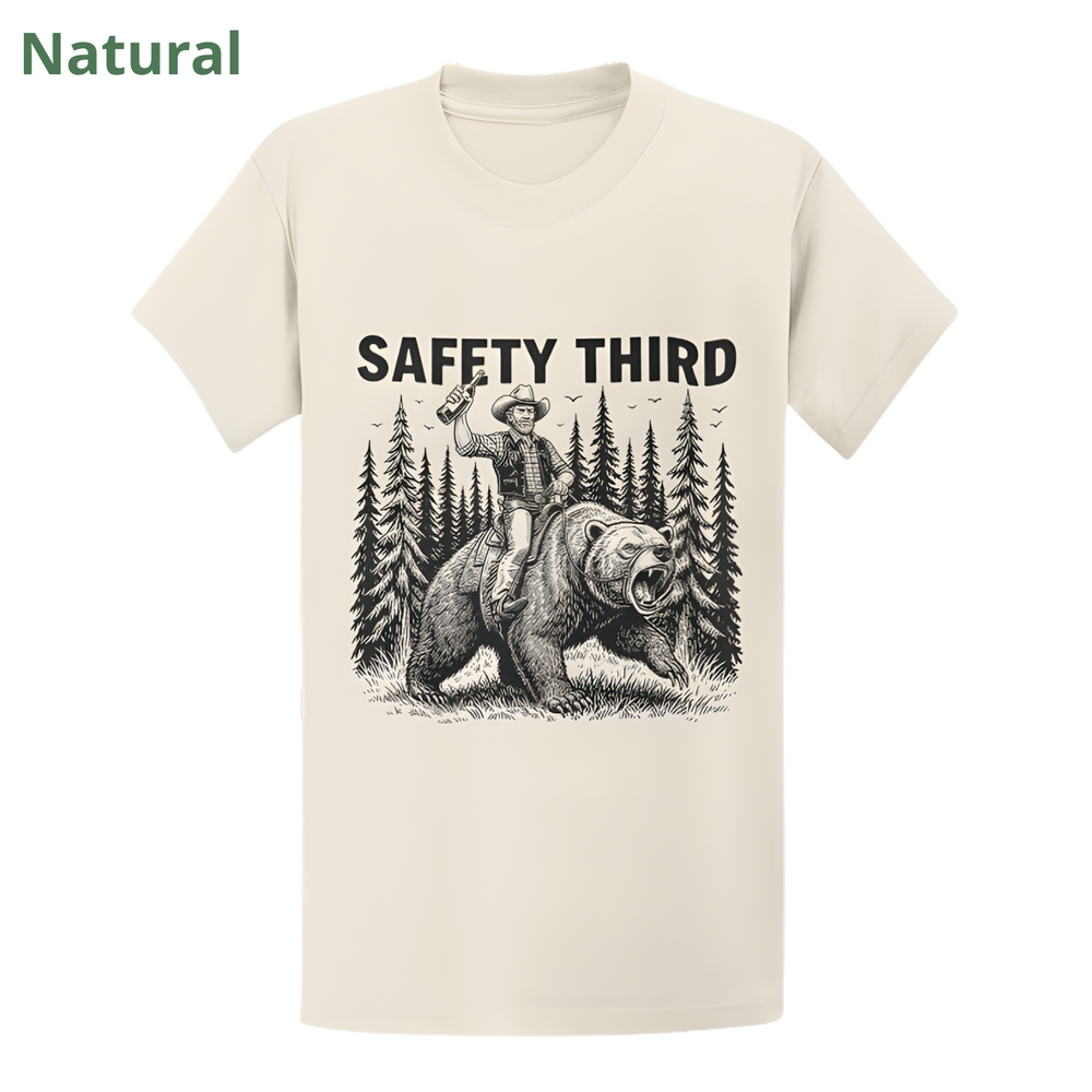 Safety Third Grizzly Bear T-Shirt - Funny Yellowstone Park Tee