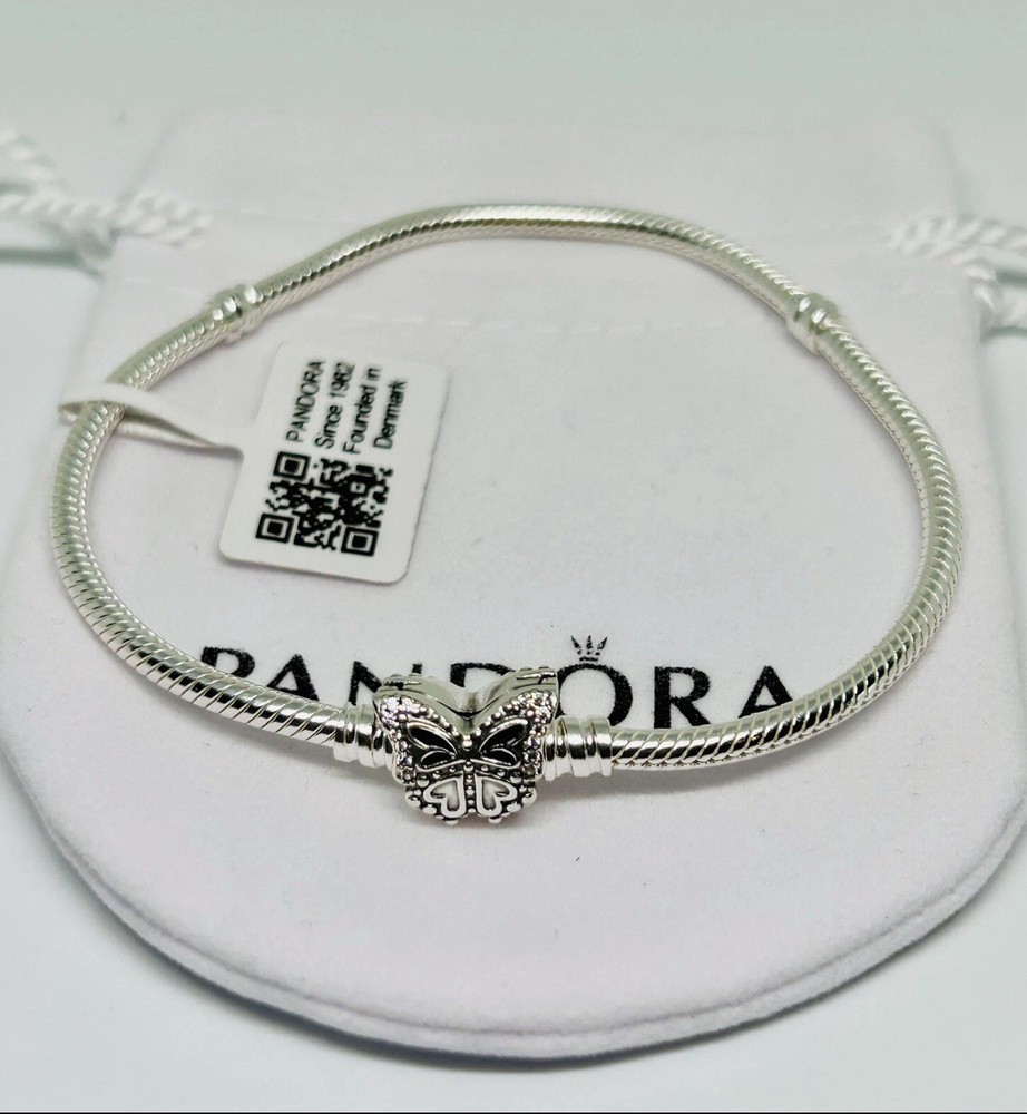 PANDORA Moments Butterfly Clasp Snake Chain Bracelet 19cm #590782C01