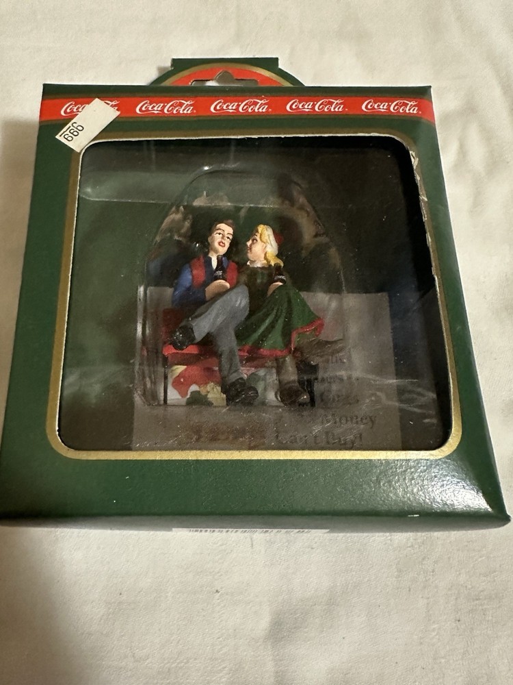 Coca Cola Christmas Ornament Couple On Bench Time Together