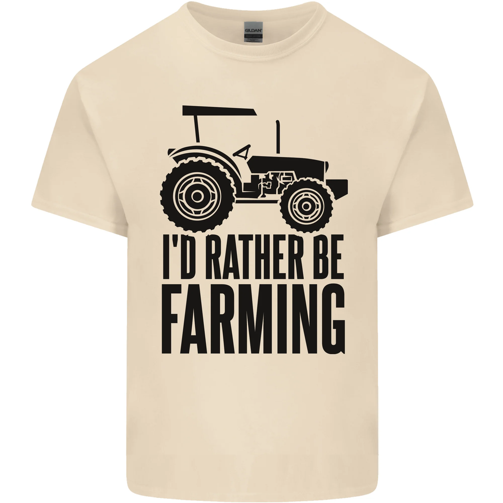 I'd Rather Be Farming Farmer Tractor Mens Cotton T-Shirt Tee Top