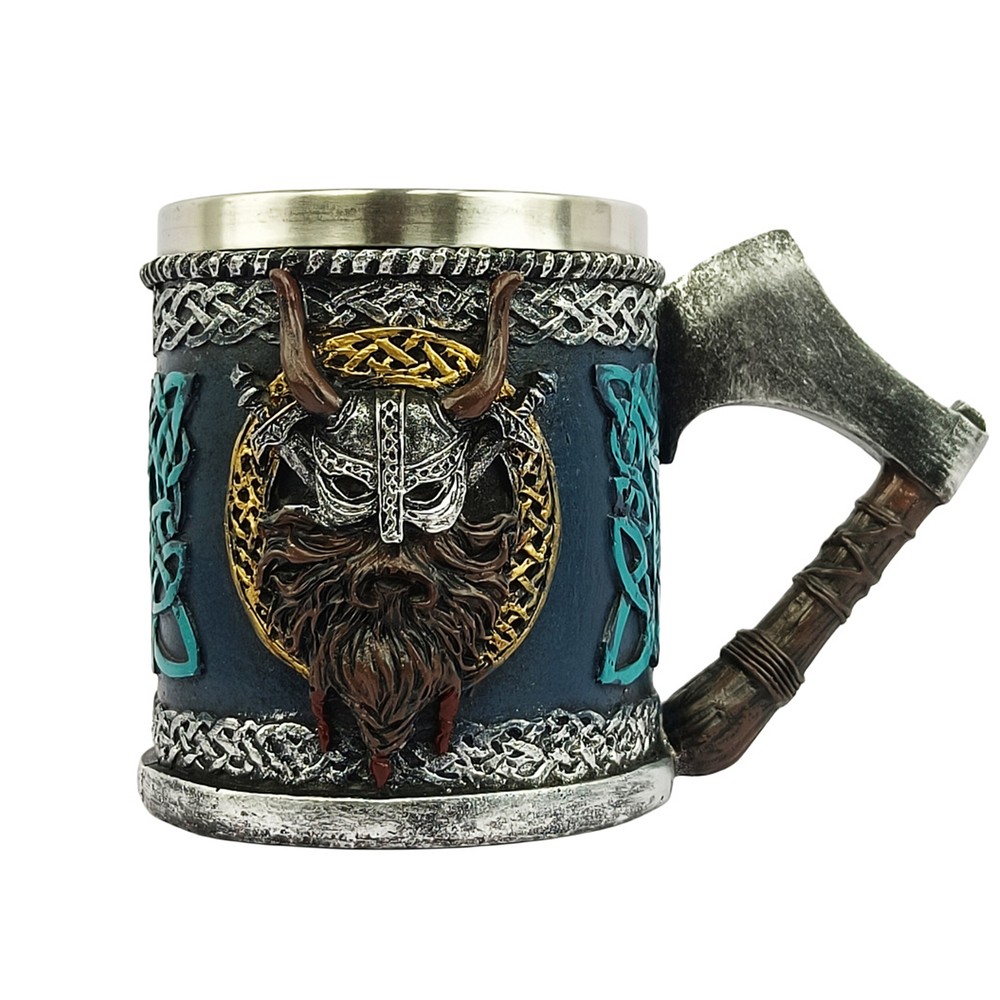 Viking Steel Beer Mug Vintage Medieval Drinking Cup with Handle