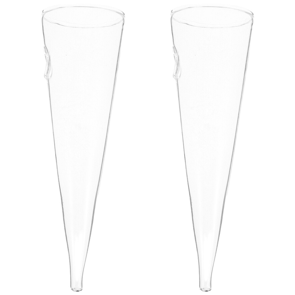 2-Pack Cone Shaped Glass Wall Vases for Hydroponic Plants Office Decor