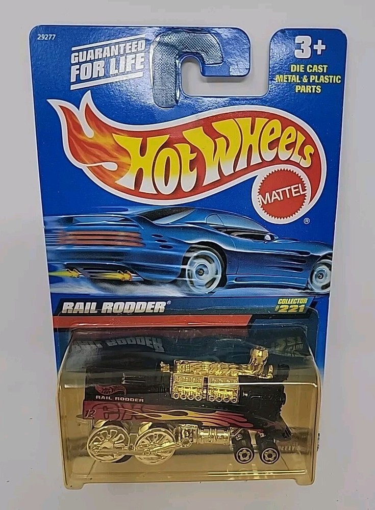 1999 Hot Wheels RAIL RODDER Train Locomotive #221 Black Mainline 29277 Mattel ex