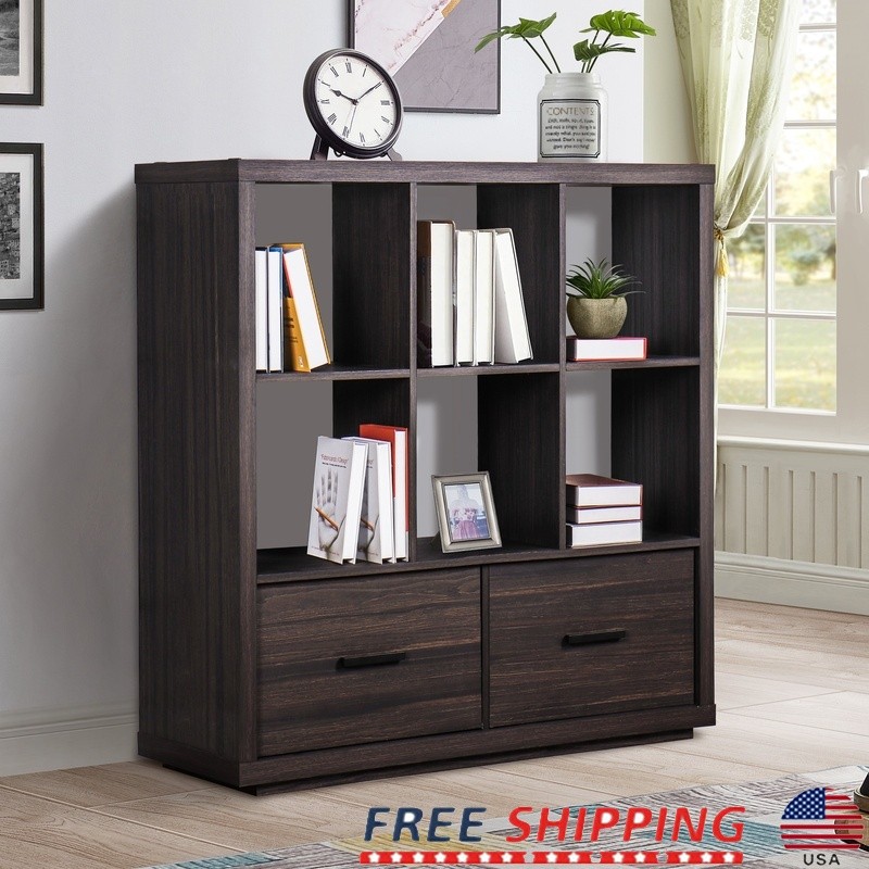 Steele 6 Cube Storage Bookcase Organizer W/ Drawers Home Office Living Room New