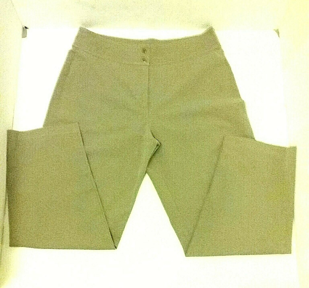 Chicos Pants Womens Size 2 U.S Khaki Beige Boot Leg 2 Buttons Stretch Casual