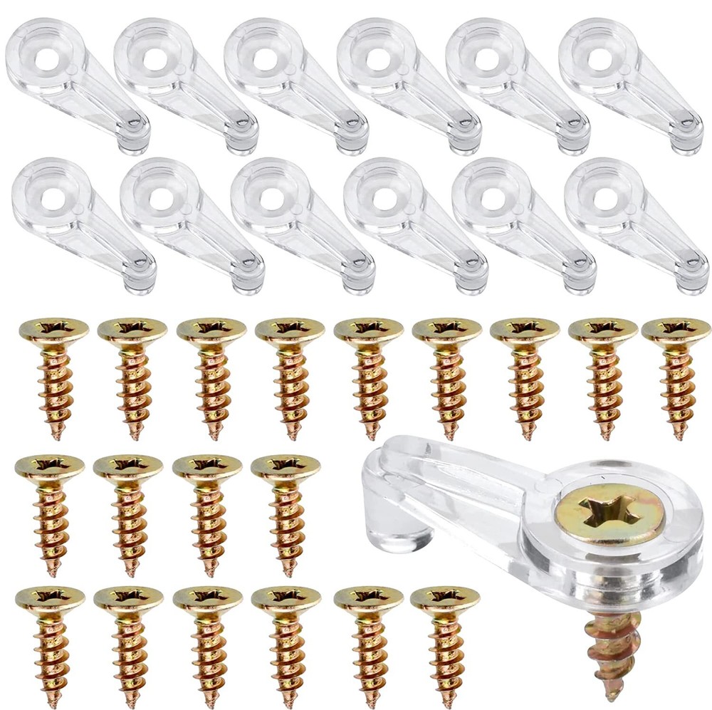 100 Glass Retainer Clips with Screws - Window Cabinet Door Panel Holders - Clear