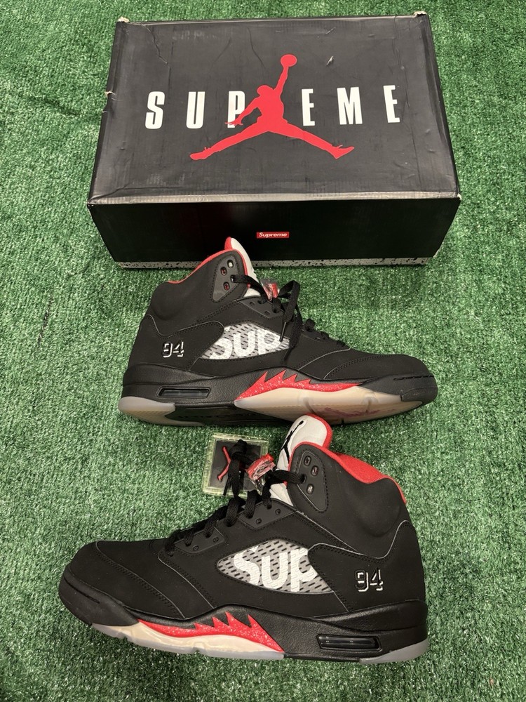 Supreme x Air Jordan 5 Retro Black - Men's Size 11.5 Sneakers