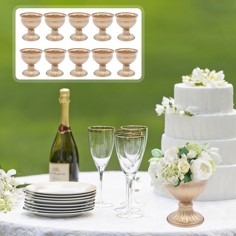 10x Metal Urn Planter Elegant Wedding Centerpieces Vase Gold for Party TOP