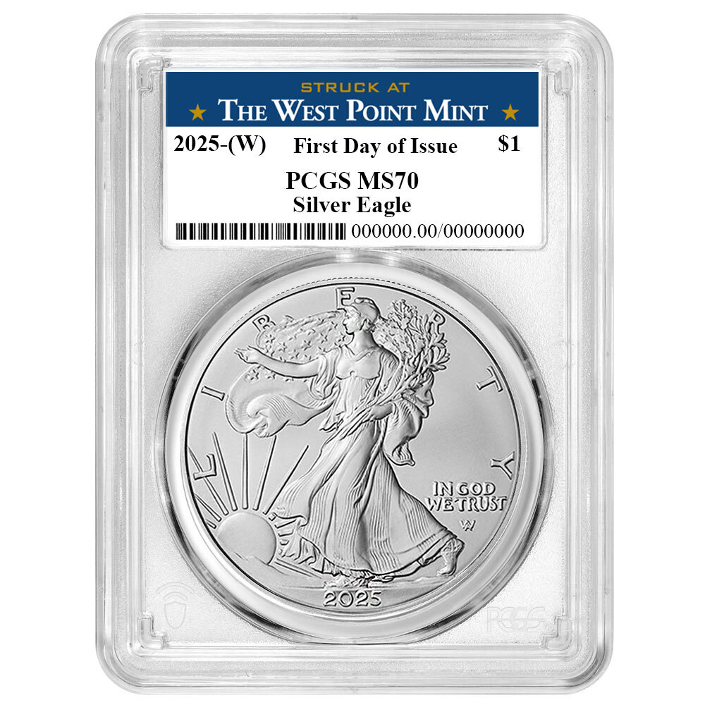 Presale - 2025 (W) $1 1-oz American Silver Eagle PCGS MS70 FDOI West Point Label-image
