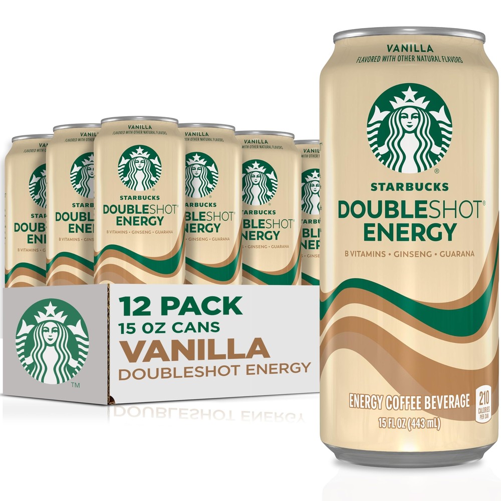 Doubleshot Energy Drink Coffee Beverage Vanilla Iced Coffee 15 fl oz Cans Pac...