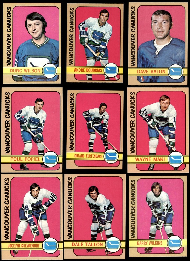 1972-73 Topps Canucks Team Set 8 Cards NM/MT NHL Hockey Vintage