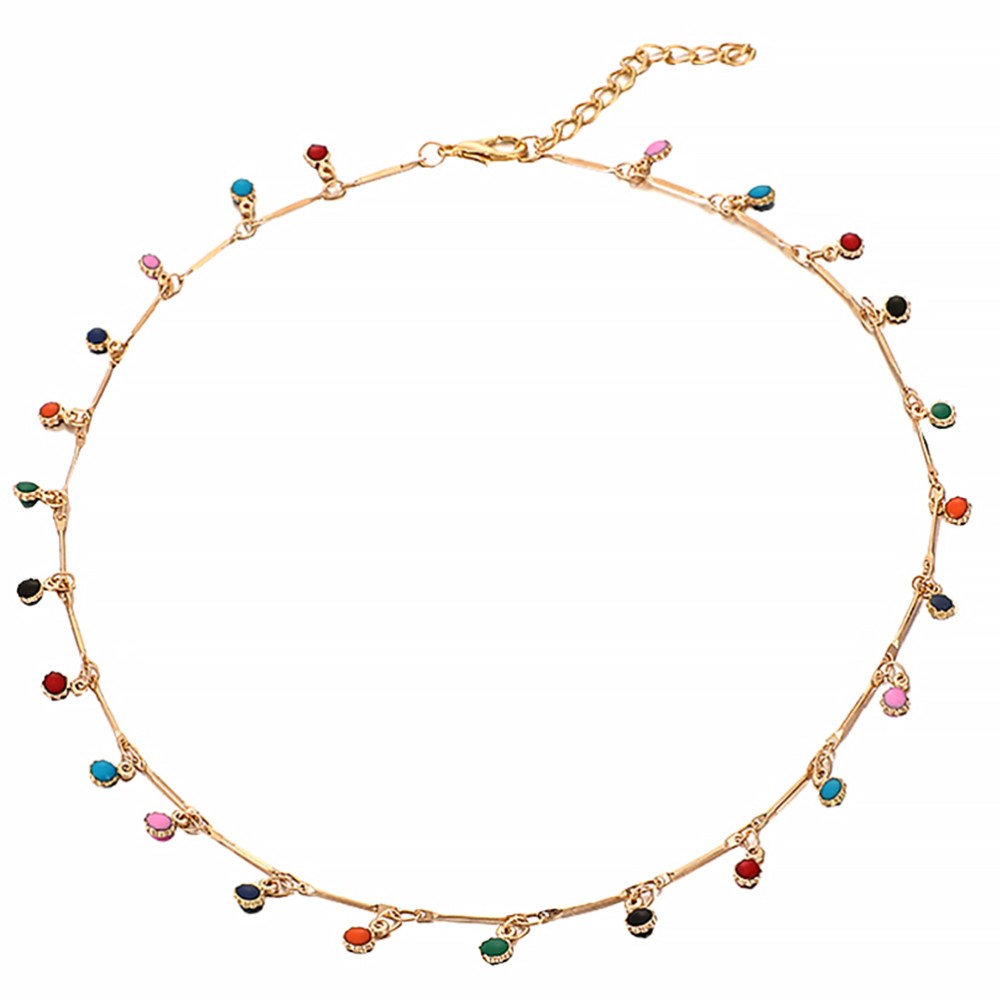 Colored Stone Necklace Colorful Choker for Women Necklaces Trendy Jewelry