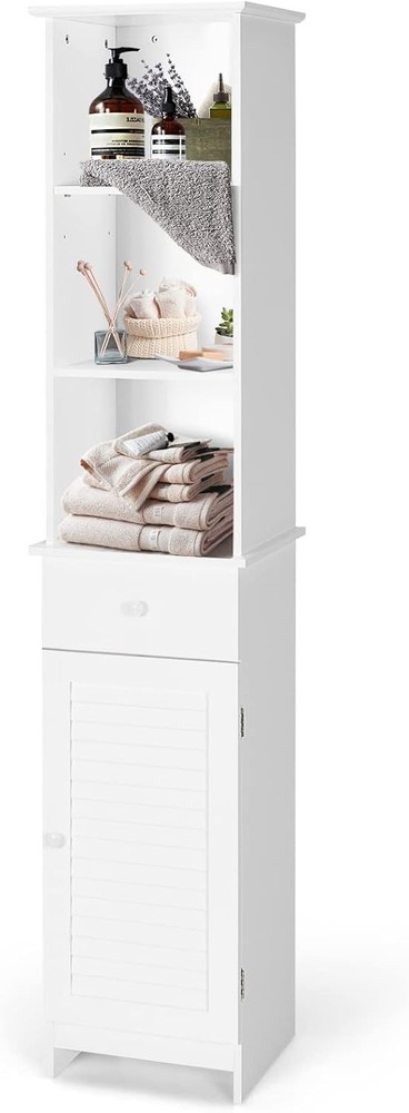 Modern Tall Bathroom Storage Cabinet with 2 Adjustable Shelves