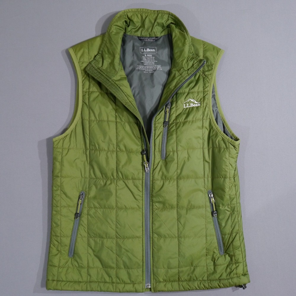 Men's LL Bean Ultralight Primaloft Packable Puffer Vest in Olive Green - Small