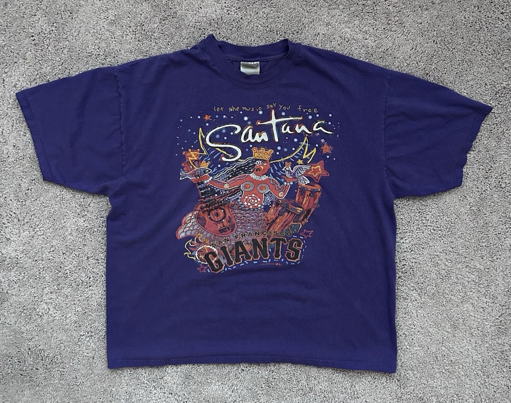 Vintage Santana San Francisco Giants Let The Music Set You Free Purple T-Shirt