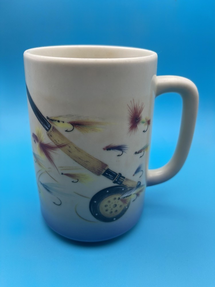 Vintage Otagiri Ruth Pengal Design Mug Fishing Lures 12 Oz Japan - Free Ship