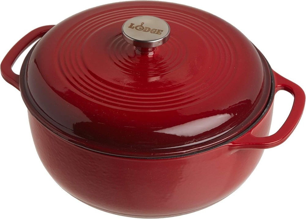 6 Quart Enameled Cast Iron Dutch Oven with Lid Dual Handles Use To Marinate Cook