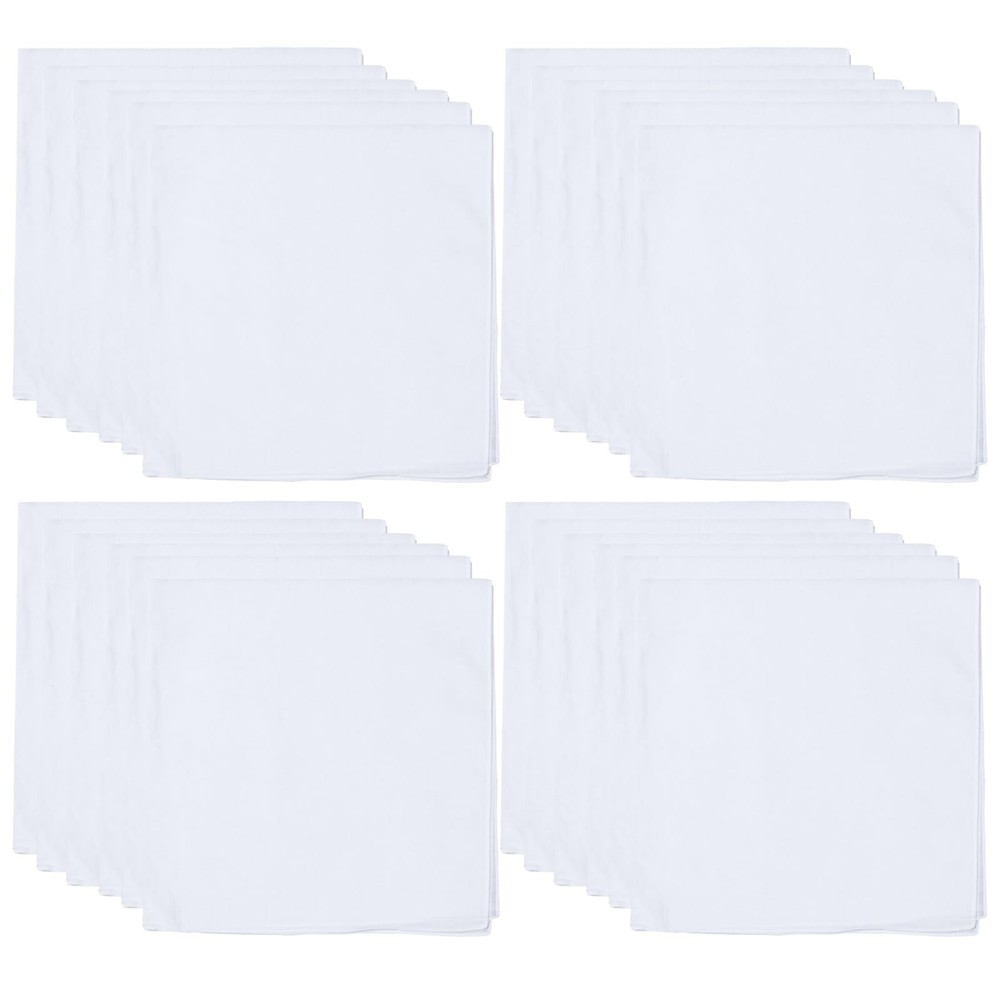 24 Pcs White Cotton Bandana Plain Solid Large Headband Head Wrap Handkerchief...