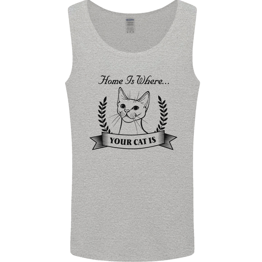 Home Is Where Your Cat Is Funny Kitten Mens Vest Tank Top