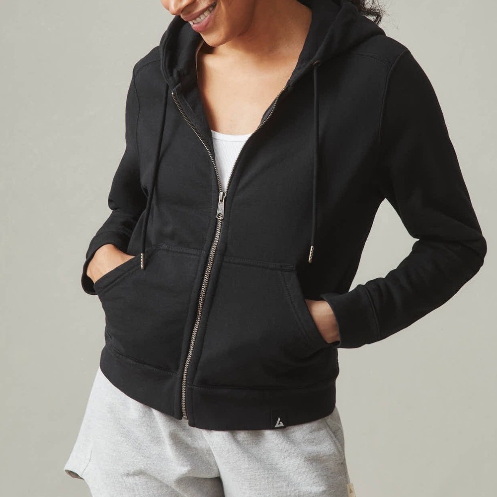 American Giant Full Zip Hoodie Black Cotton Made in USA Mens Medium Casual