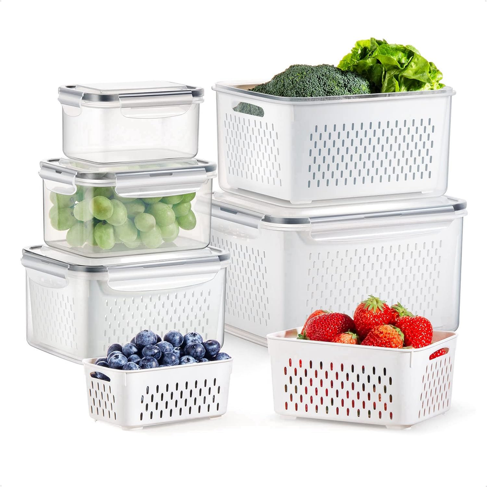 5-Pack Large Leakproof Fruit Containers for Fridge Storage with Lids