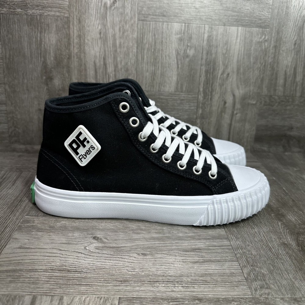 P.F Flyers Classic Women's size 7 Black White Canvas Mid Top Shoes