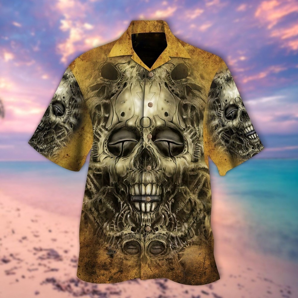 Stylish Cute Skull 3D Hawaiian Shirt Short Sleeve Top Gift for Skull Enthusiasts and Tropical Fashion Fans