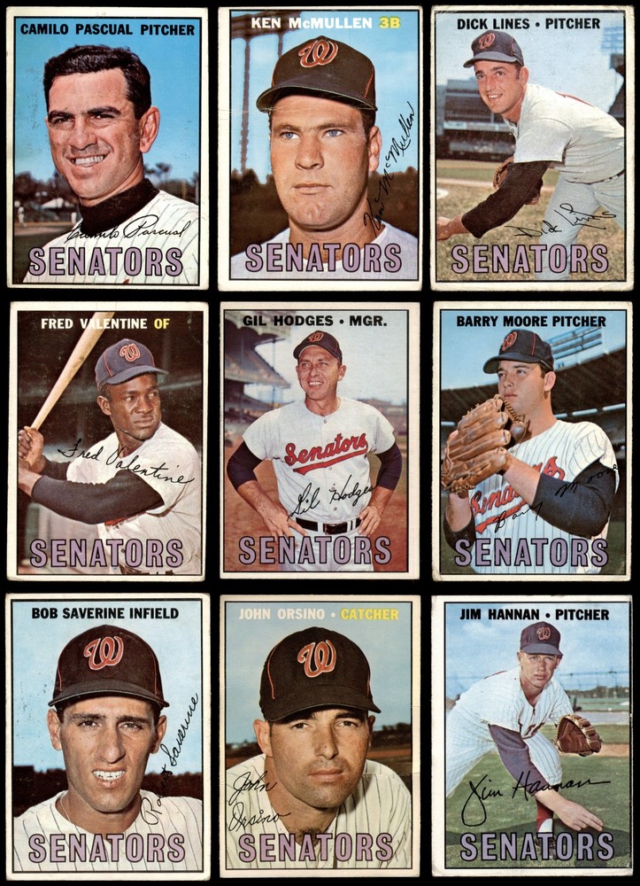 1967 Topps Washington Senators Near Team Set 20 of 29 Cards VG 3.5 Condition