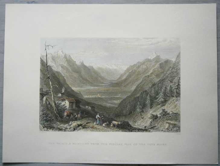 1835 Bartlett print MARTIGNY & VALAIS FROM COL DE LA FORCLAZ, SWITZERLAND (#16)