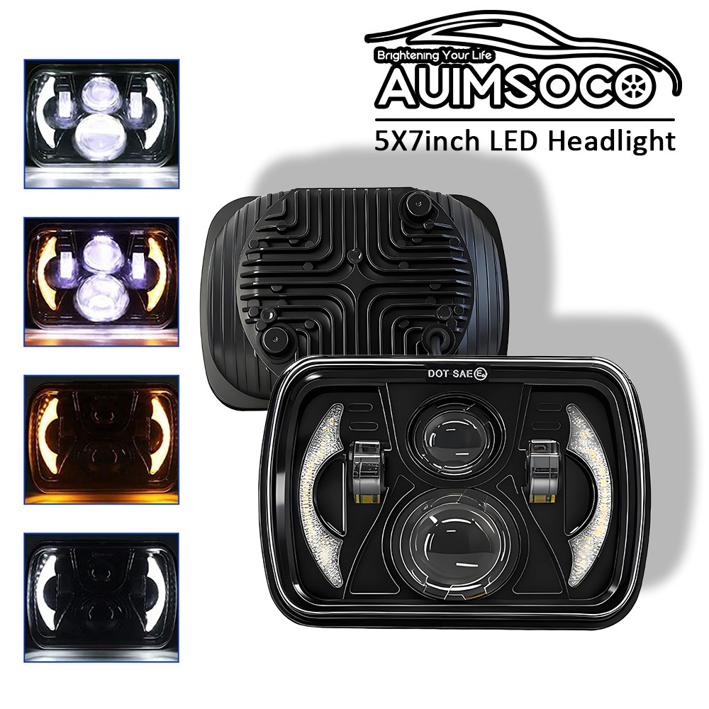 Pair 7x6 5x7 inch LED Headlights Hi/Lo beam For Ford F100 1978 1979 1980-1983