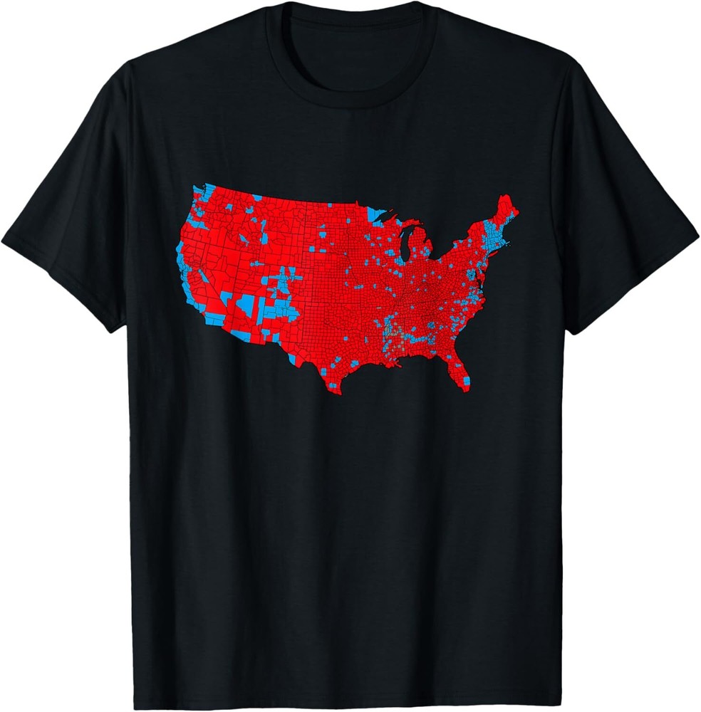 USA County Election Map - Patriotic Red and Blue Map T-Shirt Hoodie