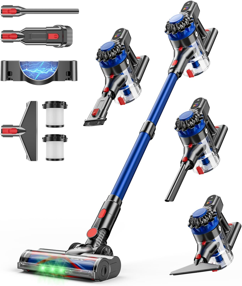500W Cordless Vacuum Cleaner - 60 Min Runtime, 8-in-1 Pet & Home Care