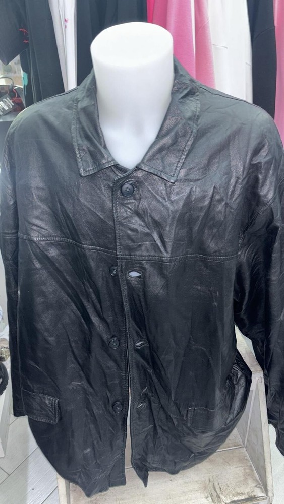 Men's Black Leather Jacket Size 60 - Stylish & Durable LLD178