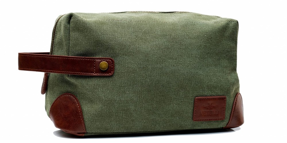 Vintage Waterproof Canvas Toiletry Bag - Travel Dopp Kit for Men & Women