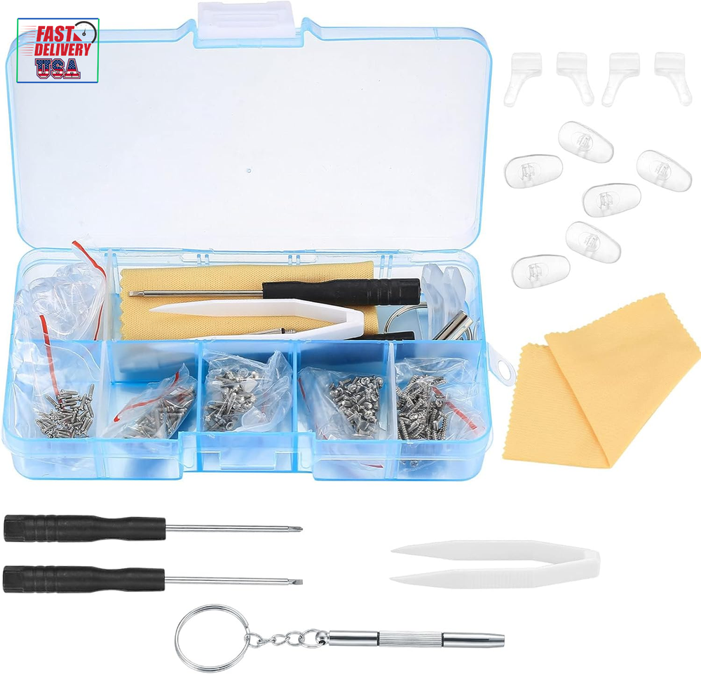 Eyeglasses Repair Kit, Sunglasses Repair Kit, Includes Glasses Screws and Screwd
