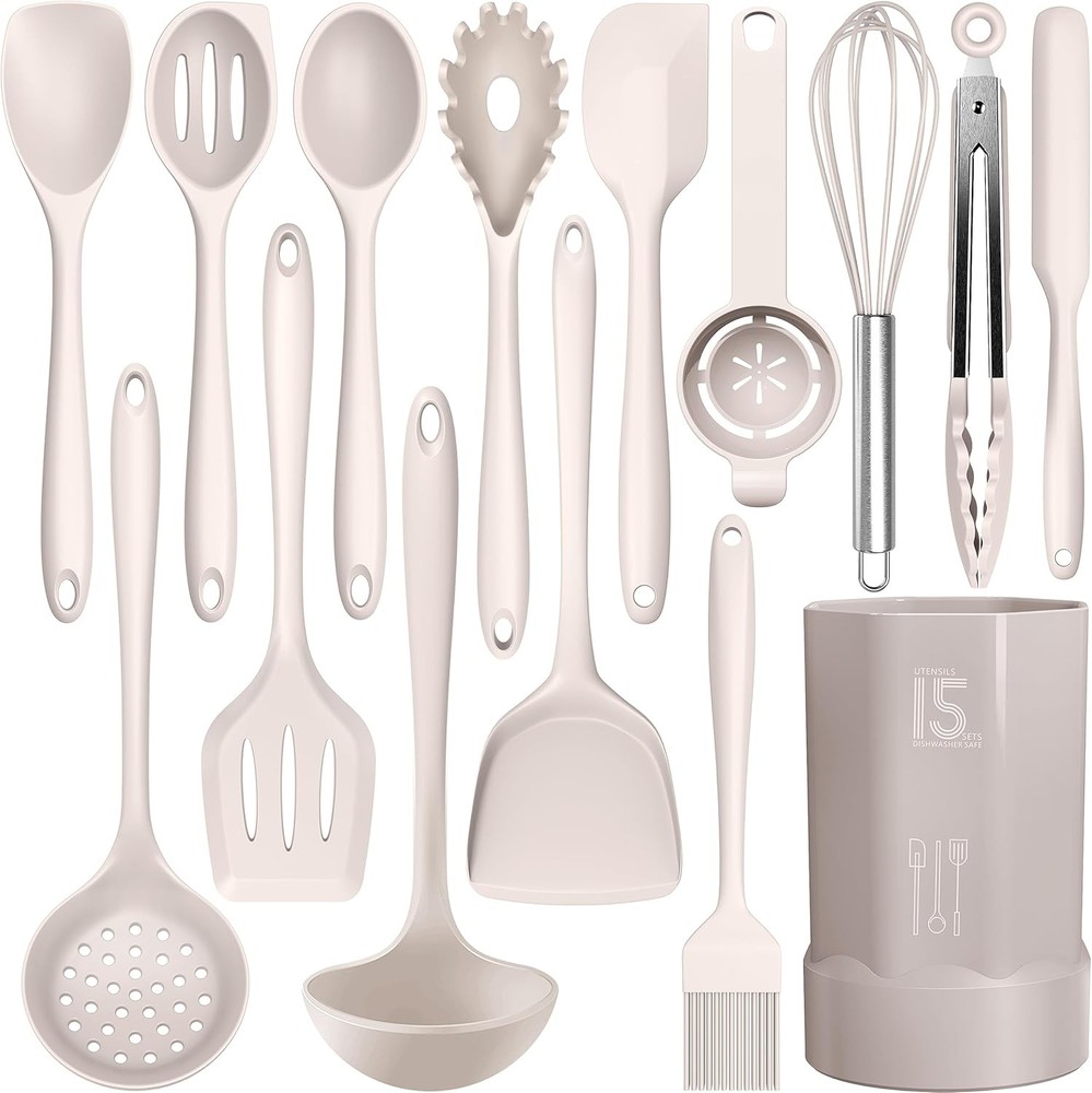 Silicone Cooking Utensils Set Heat Resistant 446°F Nonstick Kitchen Tools