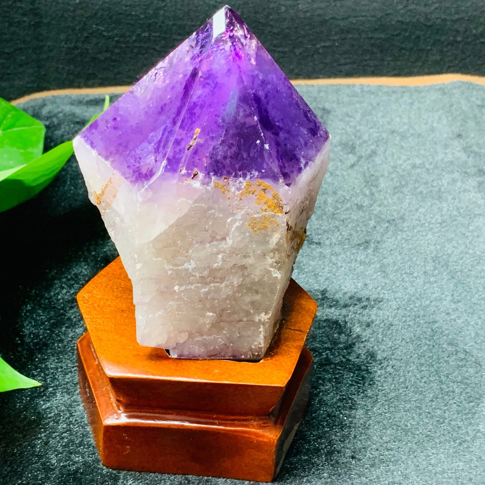 2.0LB Natural Amethyst Quartz Obelisk Crystal Wand with Display Stand