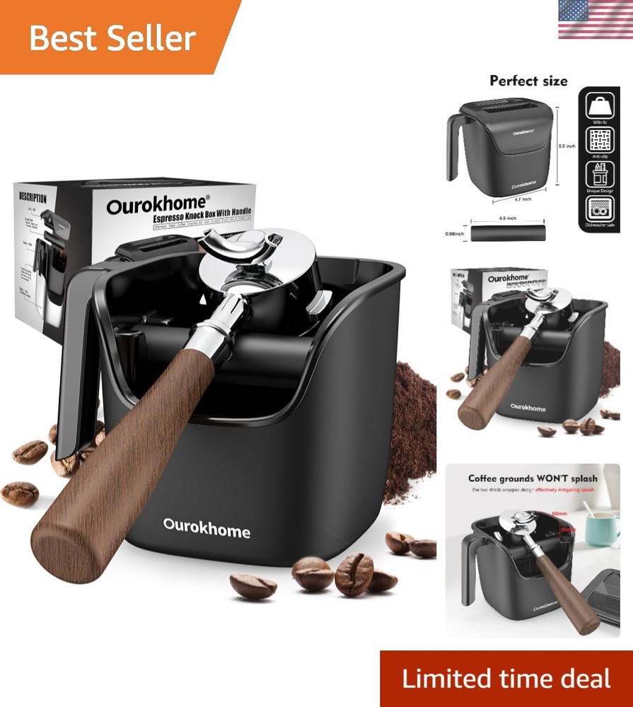 Compact Espresso Knock Box with Noise Minimizing Design - Must-Have Barista Tool