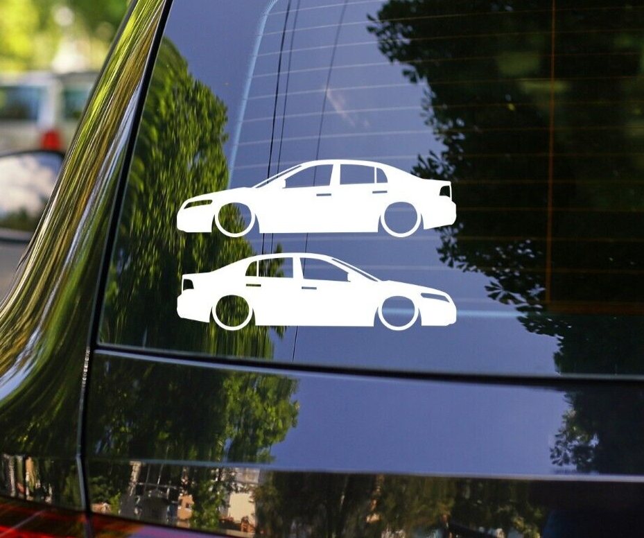 2x Lowered Car Silhouette Decal Sticker for Acura TL Sedan 3rd Gen (UA6) 04-08