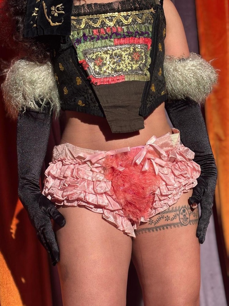 1940s–50s Pink Silk Showgirl Ruffle Bloomers For Study/Display, Size M-L