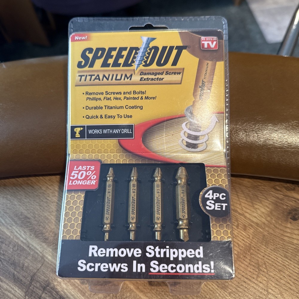 Titanium SpeedOut Damaged Screw Extractor 4-Piece Set for Drills