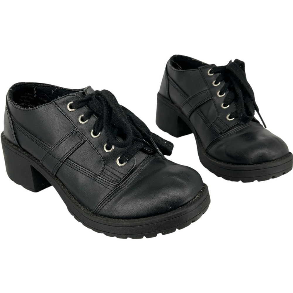 VTG y2k Women's Black No Boundaries Chunky Platform Oxford Sneaker Shoes Sz 7.5M