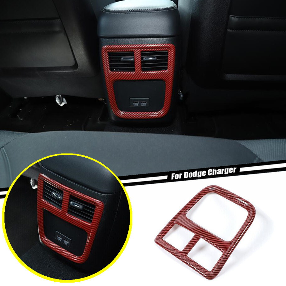 Red Carbon Fiber Inner Rear Vent Trim for 11-23 Dodge Charger